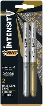 Marker Permamentny Marking Metallic Ink złoty i srebrny BIC blister 2szt