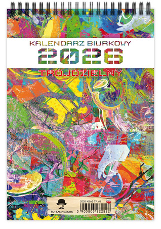 Kalendarz 2026 biurkowy pionowy trójdzielny na spirali KBA5-TR