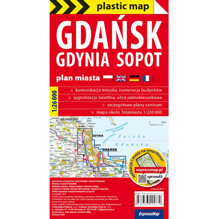 Gdańsk Gdynia Sopot plan Trójmiasta 1:26 000 foliowana 2025