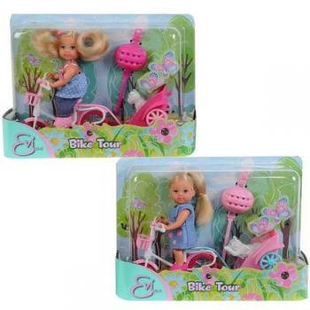 Lalka  Evi na rowerze z przyczepką 1szt.mix