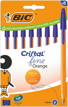 Długopis BIC Orange Cristal Fine niebieski 8 sztuk