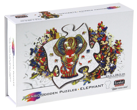 Puzzle 120 drewniane kolorowe Słoń