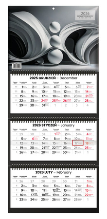 Kalendarz 2026 trzymiesięczny ścienny Exclusive 1szt.mix