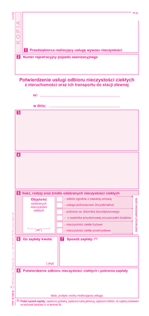 Potwierdzenie usługi odbioru nieczystości ciekłych oraz ich transportu do stacji zlewnej