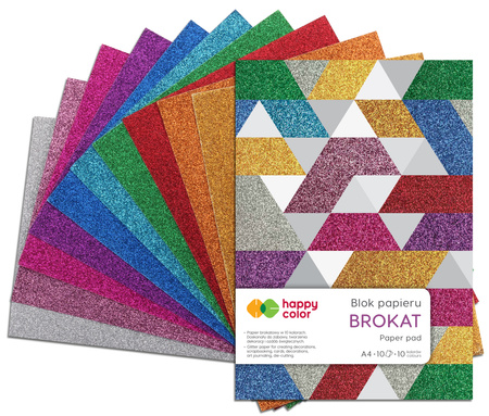 Blok Happy Color A4 10 kolorów brokat 10 arkuszy 150g