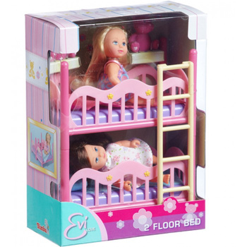 Lalki dwie Evi z piętrowym łóżkiem