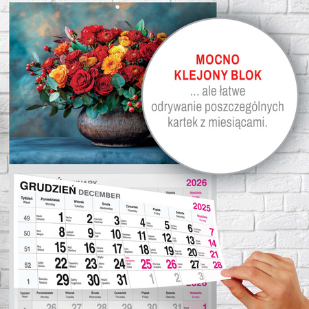 Kalendarz 2026 trójdzielny Premium Bukiet
