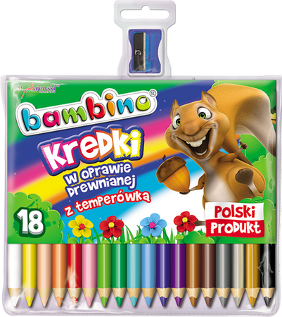 Kredki ołówkowe Bambino 18 kolorów z temperówką