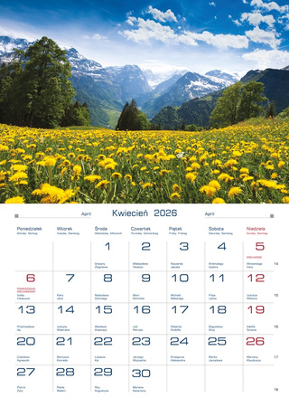 Kalendarz 2026 Domowy Krajobrazy Górskie