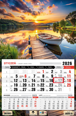 Kalendarz 2026 trójdzielny jednodzielny Mazury KTJ1  V42