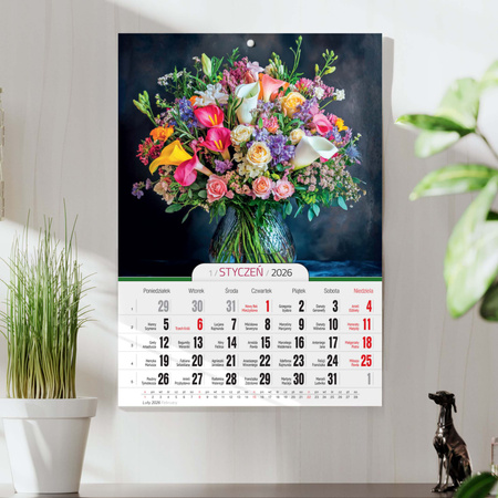 Kalendarz 2026 Bukiety A4 ścienny