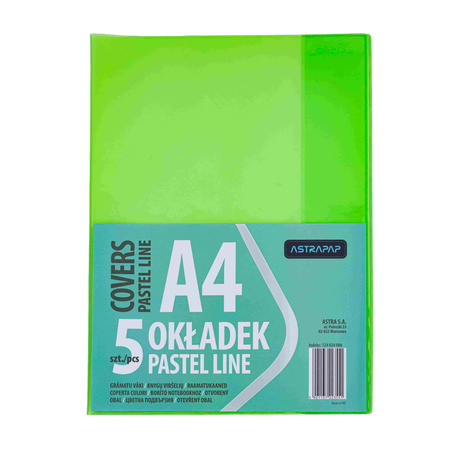 Paczka okładki A4 pastel line nieregulowane 5 szt.mix kolorów
