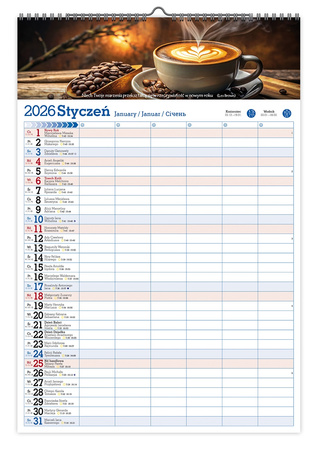 Kalendarz 2026 ścienny Organizer A3 V2