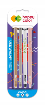 Długopis Happy Color Uszaki zmazywalny 0.5mm 4 sztuki na blistrze