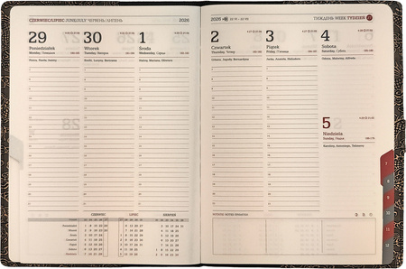 Kalendarz 2026 B5 tygodniowy z zapięciem hologram różowy