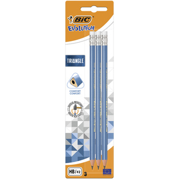 Ołówek z gumką Evolution Triangle BIC Blister 3szt