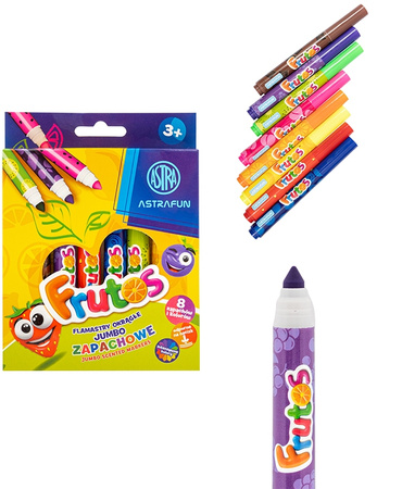 Flamastry okrągłe zapachowe Jumbo Astra Frutos 8 kolorów