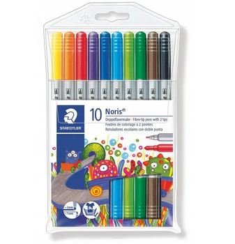 Flamastry dwustronne Noris Club 10 kolorów Staedtler