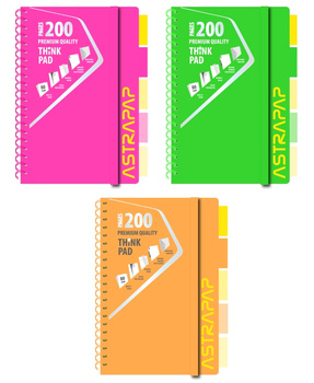 Kołozeszyt A4 PP Neon Line 200k. kratka 1szt.mix