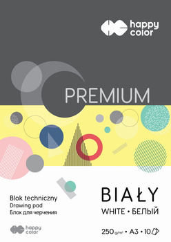 Paczka Blok techniczny biały A3 Premium biały 250g Happy Color 10sztuk