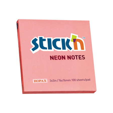 Notes samoprzylepny 76x76 mm różowy neon 100 kartek