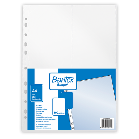 Paczka Koszulki groszkowe A4 Bantex PP 35 mikr. 100 sztuk