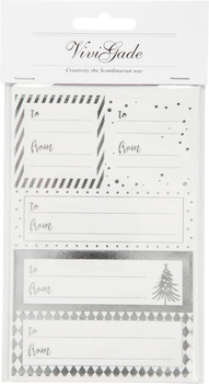 Naklejki świąteczne na prezenty srebrno białe różne formaty 4 ark edycja limitowana