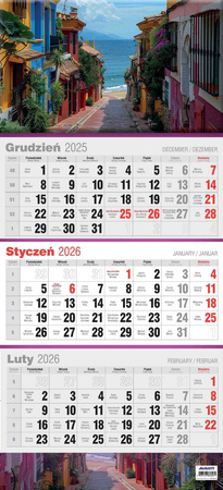Kalendarz 2026 trójdzielny płaski KTT 1szt.mix