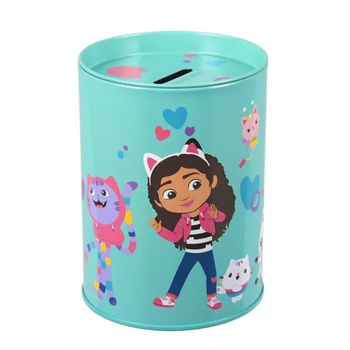 Skarbonka metalowa okrągła Koci Domek Gabby