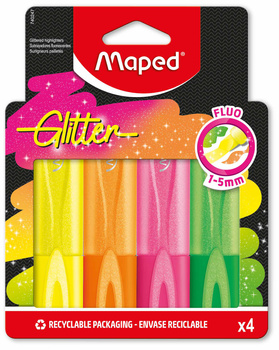Zakreślacz Glitter Fluo brokatowy 4 kolory