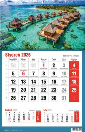 Kalendarz 2026 trójdzielny jednodzielny KTJ 1szt.mix