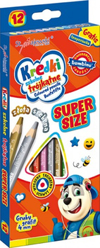 Kredki szkolne trójkątne super size 12 kolorów + temperówka