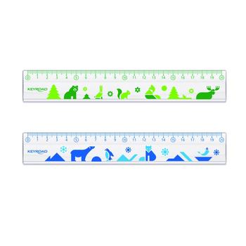 Linijka 20 cm plastikowa KEYROAD transparentna z nadrukiem deco zawieszka mix 1szt.