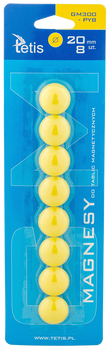 Magnesy do tablic Tetis żółte gładkie 20mm/8