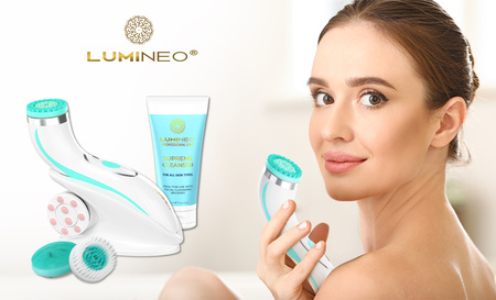 Szczoteczka Brush Pro LUMINEO 4 końcówki + żel do wszystkich rodzajów skóry turkusowa