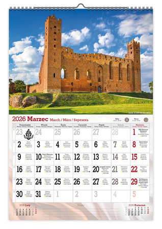 Kalendarz 2026 ścienny Zamki Polskie A3 VD22