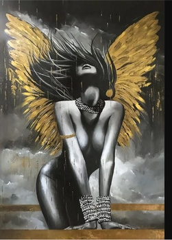 Diamentowa Mozaika Kobieta akt anioł czarno-złoty NO-1009331