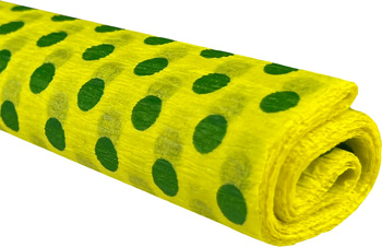 Paczka Bibuła marszczona 50x200 kropki zielone na cytrynowym 10 rolek