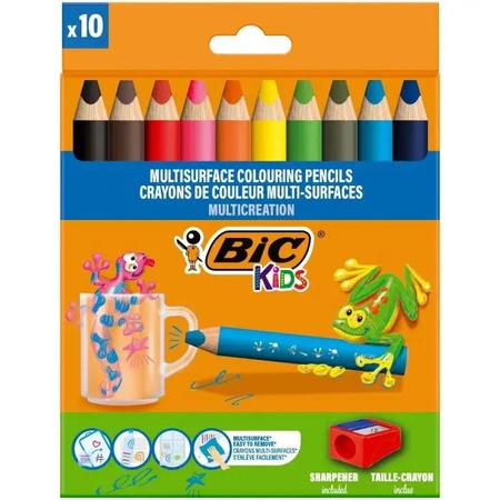 Kredki ołówkowe BIC Kids Multisurface z temperówką pudełko 10+1szt