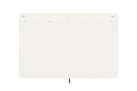 Kalendarz 2025 12M Moleskine XL miesięczny czarny 19x25