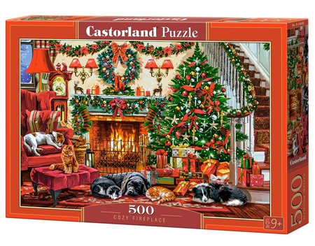 Puzzle 500 Cozy Fireplace and Dogs BN B-54060