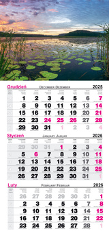 Kalendarze 2026 trójdzielny Jezioro