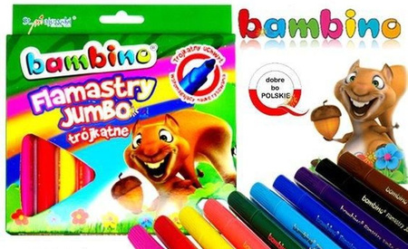 Flamastry bambino trójkątne jumbo 10 kolorów