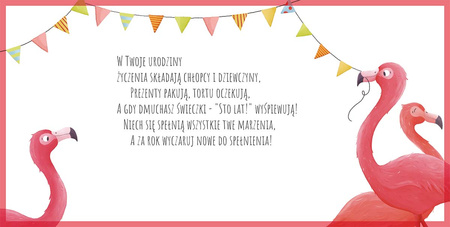 Karnet KW neon tłoczony Flamingi