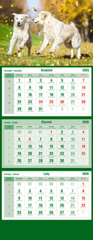 Kalendarz 2026 trójdzielny Psy