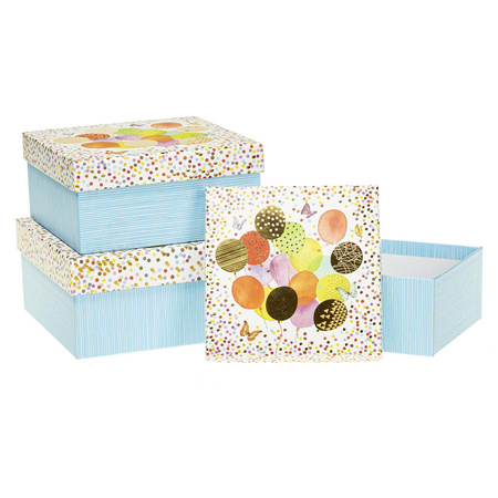 Pudełka ozdobne na prezenty PUP-22004-KW-GL wzór party 3 sztuki