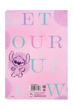 Paczka Zeszyt A5 60 k. linia Disney Fashion wzór 3 Stitch 6 szt.