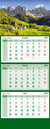 Kalendarz 2026 trójdzielny