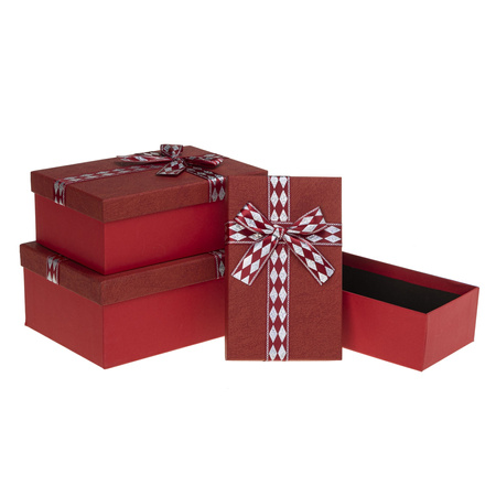Pudełka ozdobne na prezenty PUG-24259-PR RED 3 sztuki