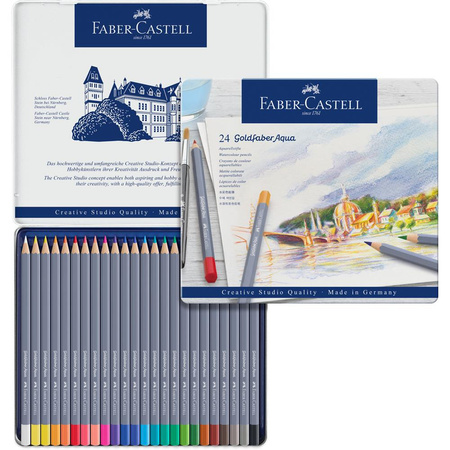 Kredki akwarelowe Goldfaber Aqua Faber-Castell 24 kolory opakowanie metalowe